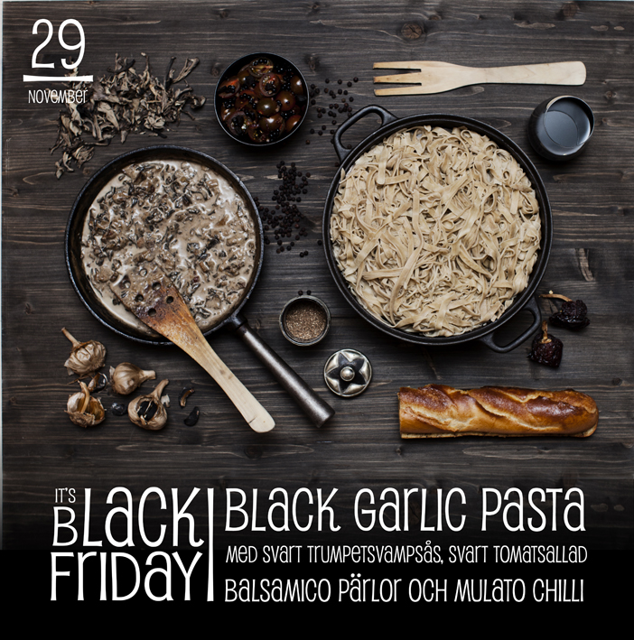 Svarttrumpetsvampsås med Black Garlic & Black Garlic pasta